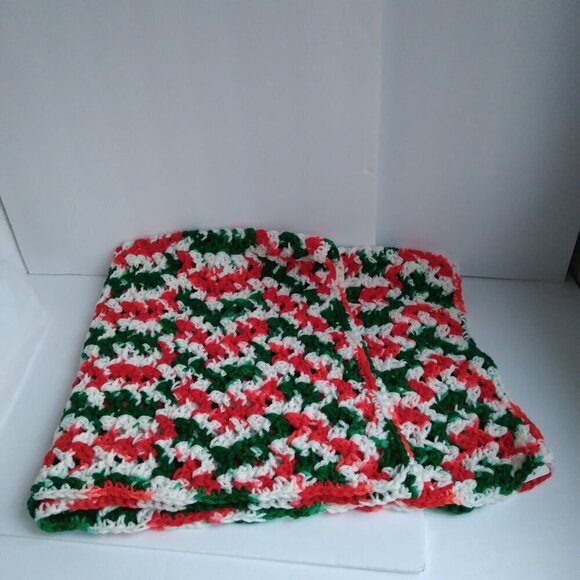 Handmade Crocheted Festive Cristmas Colors Baby Blanket 39" x 43" - Picture 4 of 4